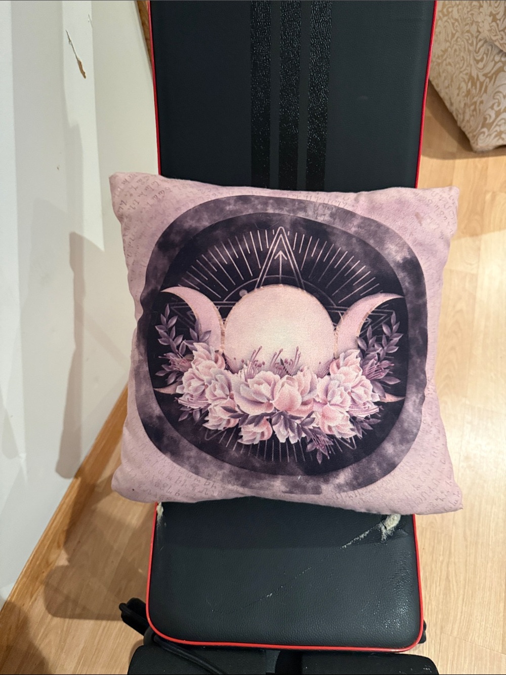 Society 6 Pink Moon & Floral Wreath Goddess Pillow